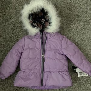 Puffer jacket weather tamer 2T Faux Fur Snow Cold Winter, toddler, purple NWT